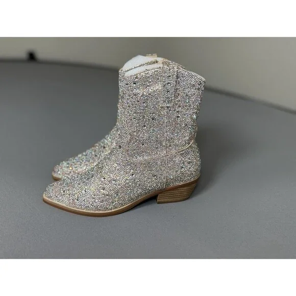 Madden Girl Rhinestone Western Ankle Boots – Size 6 – Sparkly Cowgirl Booties - Picture 10 of 16